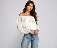 Off The Shoulder Floral Darling Blouse