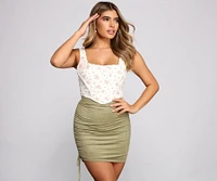 Floral Fusion Corset Crop Top