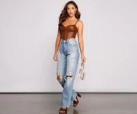 Bold Moment Faux Leather Corset Top