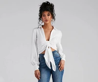 Sultry For Me Tie-Front Collared Top
