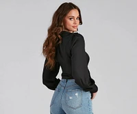 Sultry For Me Tie-Front Collared Top