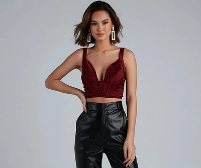 Pretty Pleats Satin Cropped Corset