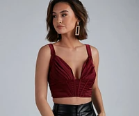 Pretty Pleats Satin Cropped Corset