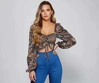 Paisley Daze Smocked Crop Top
