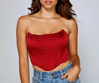 Sleek Strapless Satin Corset