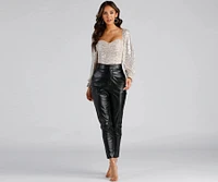 Chandelier Sequin Long Sleeve Crop Top