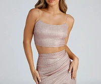 Champagne Sparkles Strappy Back Crop Top