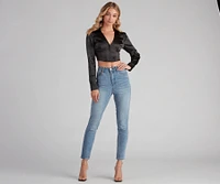 Be My Sweetheart Corset Satin Crop Top