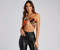 Bold Beauty Scroll Print Halter Top