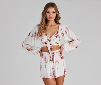 Too Sweet Tie-Front Floral Top