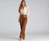 Satin Dreams Tie-Waist Chain Necklace Top