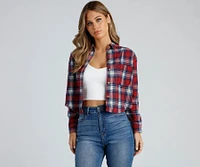 Taking Knit Easy Plaid Flannel Top