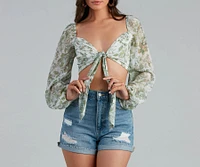 Chic Dainty Floral Tie-Front Top