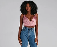 Pretty Pleats Satin Cropped Corset