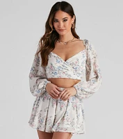 Secret Garden Chiffon Surplice Top