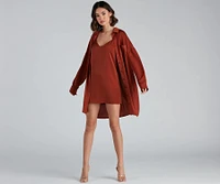 Weekend Chic Satin Button-Front Tunic