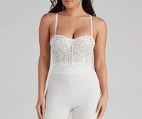 Gleam And Glow Rhinestone Pearl Bustier