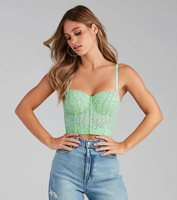 Gleam And Glow Rhinestone Pearl Bustier