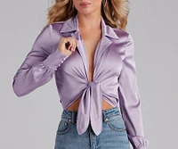 Satin Chic Tie-Front Bodysuit
