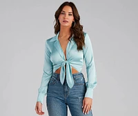 Satin Chic Tie-Front Bodysuit