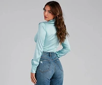 Satin Chic Tie-Front Bodysuit