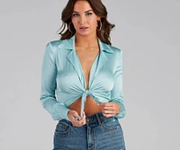 Satin Chic Tie-Front Bodysuit