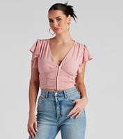 Major Flirt Ruched Chiffon Blouse