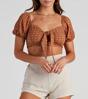 Dainty Floral Dot Tie-Front Top