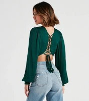 Dreamy Date Vibes Satin Cropped Blouse