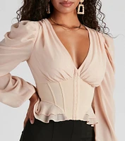 Chic Charm Chiffon Peplum Corset Top