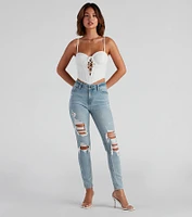Sultry Deets Lace-Up Corset Top