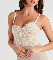 Glam Couture Floral Beaded Bustier