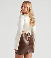 Smooth Order Satin Wrap Tie Top