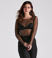 Beautifully Beaded Mesh Crop Top