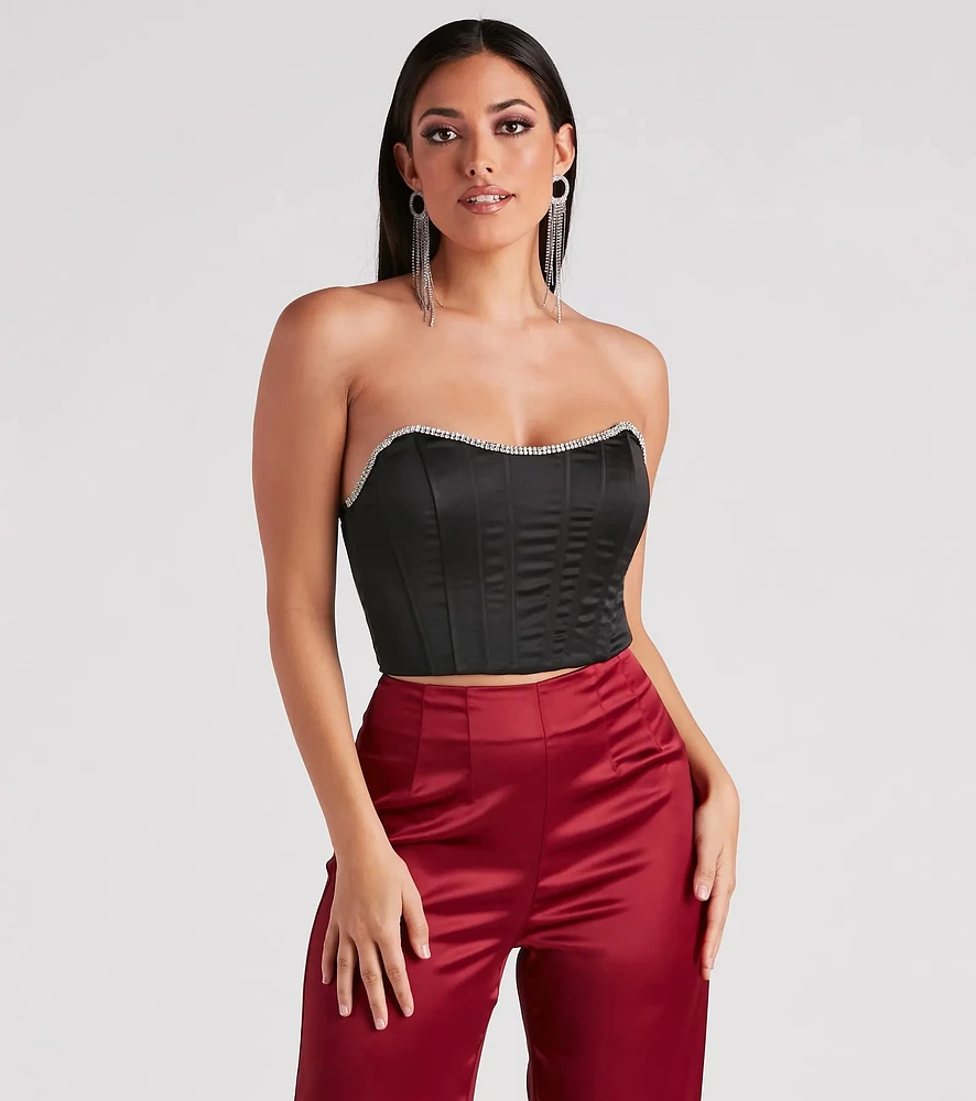 Cause For Rhinestone Trim Bustier
