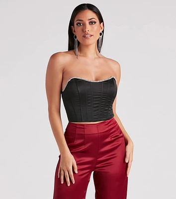 Cause For Rhinestone Trim Bustier
