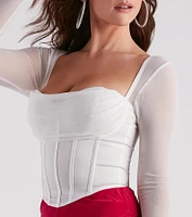 Sultry Swoon Satin Mesh Corset
