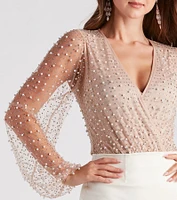 Luxe Be A Lady Faux Pearl Bodysuit