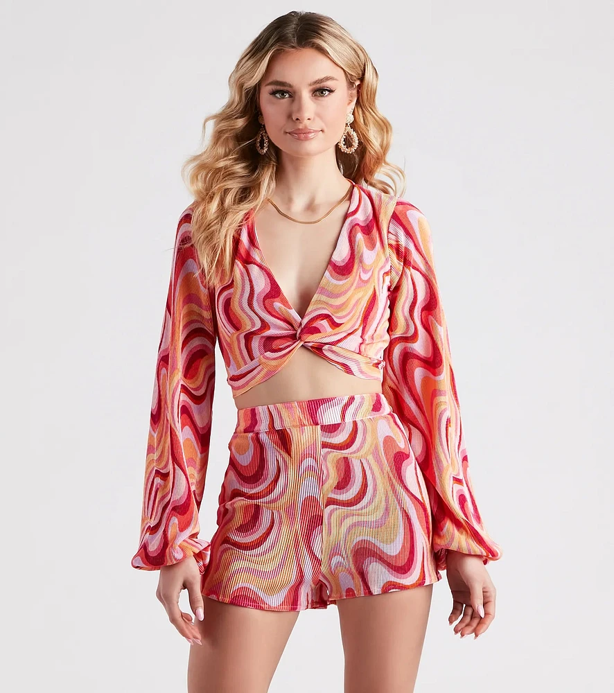 So Retro Swirl Print Crop Top