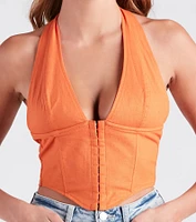 Compliment Starter Linen Halter Corset Top