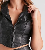 Add Some Edge Faux Leather Corset Top