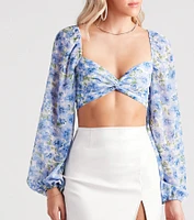 My Favorite Chiffon Floral Crop Top