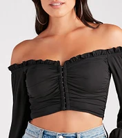 Flirty Attraction Chiffon Corset Crop Top