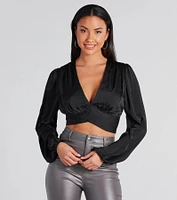 Sun Goes Down Satin Tie Back Crop Top