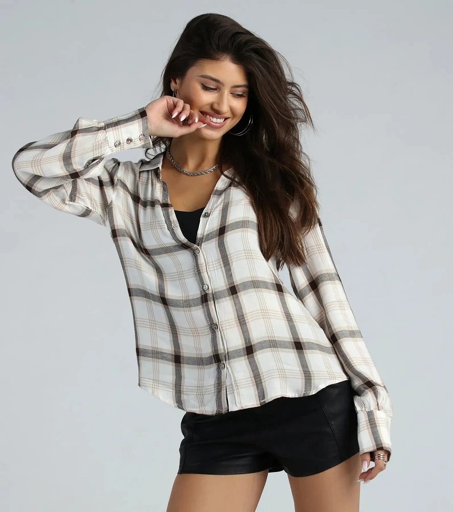 Days Plaid Button Down Shirt Top