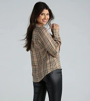 Days Plaid Button Down Shirt Top