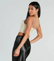 Easily Darling Satin Floral Jacquard Bustier