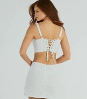Effortless Charm Lace Up Eyelet Corset Top
