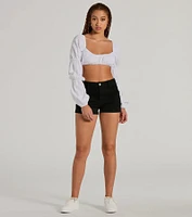 Official Cutie Tie Back Long Sleeve Crop Top