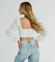 Caught Feelings Long Sleeve Lace Bustier